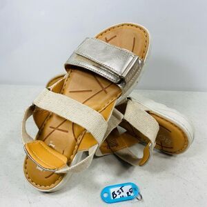 Born Alli Adjustable Leather Stretch Sandal Soft Metallic Gold Size 6,5W